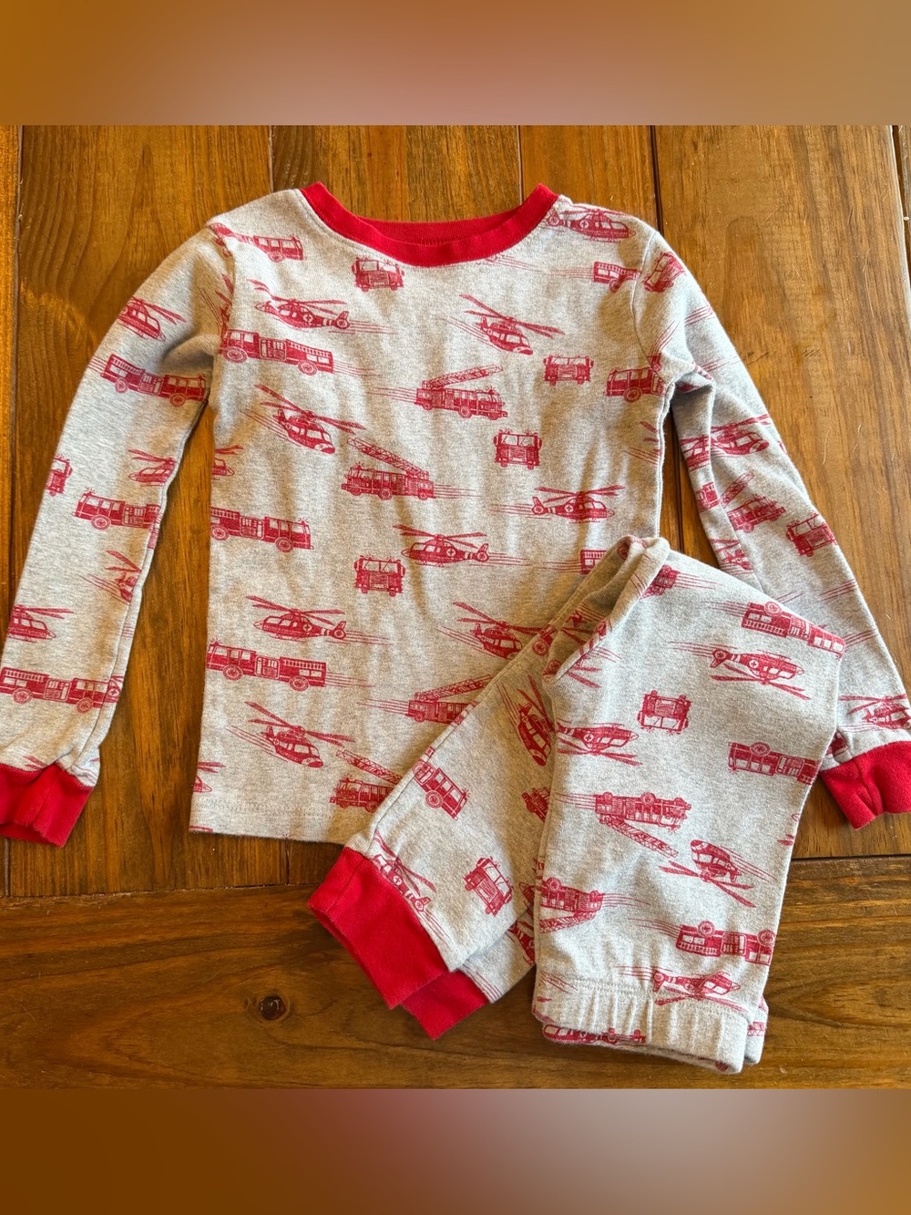 Kids Firetruck and Helicopter Pajama Set - 4T